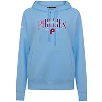 Women's Levelwear Light Blue Philadelphia Phillies  Adorn Throwback Spellout Pullover Hoodie