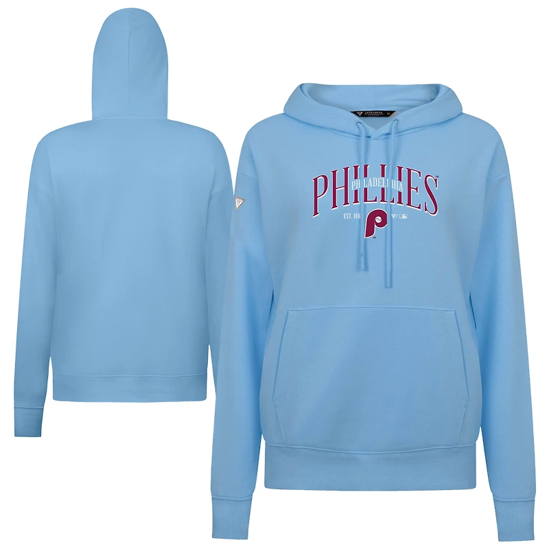 Women's Levelwear Light Blue Philadelphia Phillies Adorn Throwback Spellout Pullover Hoodie
