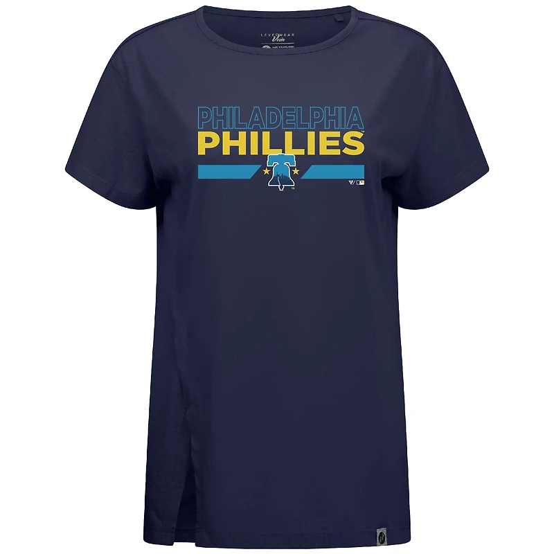 T-shirt bleu marine pour femme Levelwear City Connect Influx No Hitter des Philadelphia Phillies