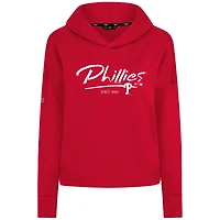 Women's Levelwear Red Philadelphia Phillies Accolade Sweet Express Cropped Tri-Blend Pullover Hoodie