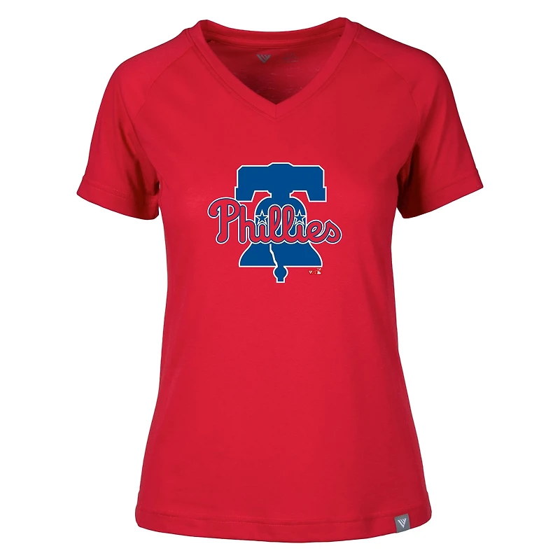 T-shirt col V Ariya rouge Levelwear pour femme des Philadelphia Phillies
