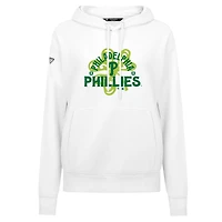Sweat à capuche blanc pour femme Levelwear Philadelphia Phillies St. Patrick's Day Adorn Shamrock