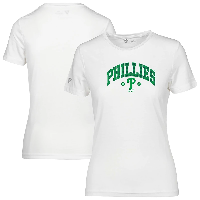 Women's Levelwear White Philadelphia Phillies St. Patrick's Day Maddox Plaid T-Shirt