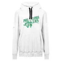 Women's Levelwear  White Philadelphia Phillies St. Patrick's Day Waterfall Boots Pullover Hoodie