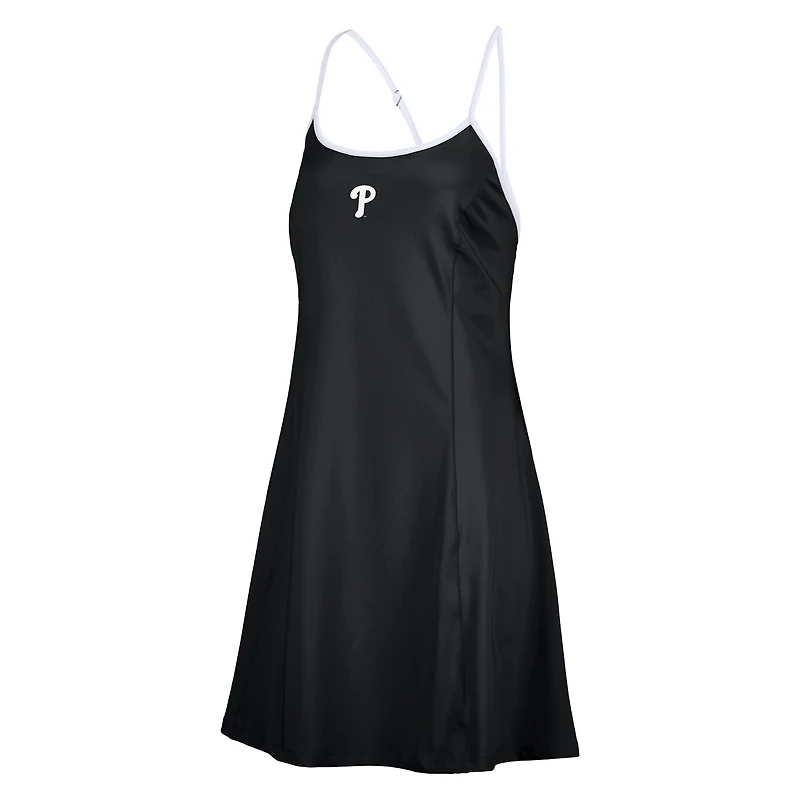 Women's Lusso  Black Philadelphia Phillies Nakita Strappy Scoop Neck Dress