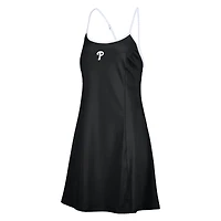 Women's Lusso  Black Philadelphia Phillies Nakita Strappy Scoop Neck Dress