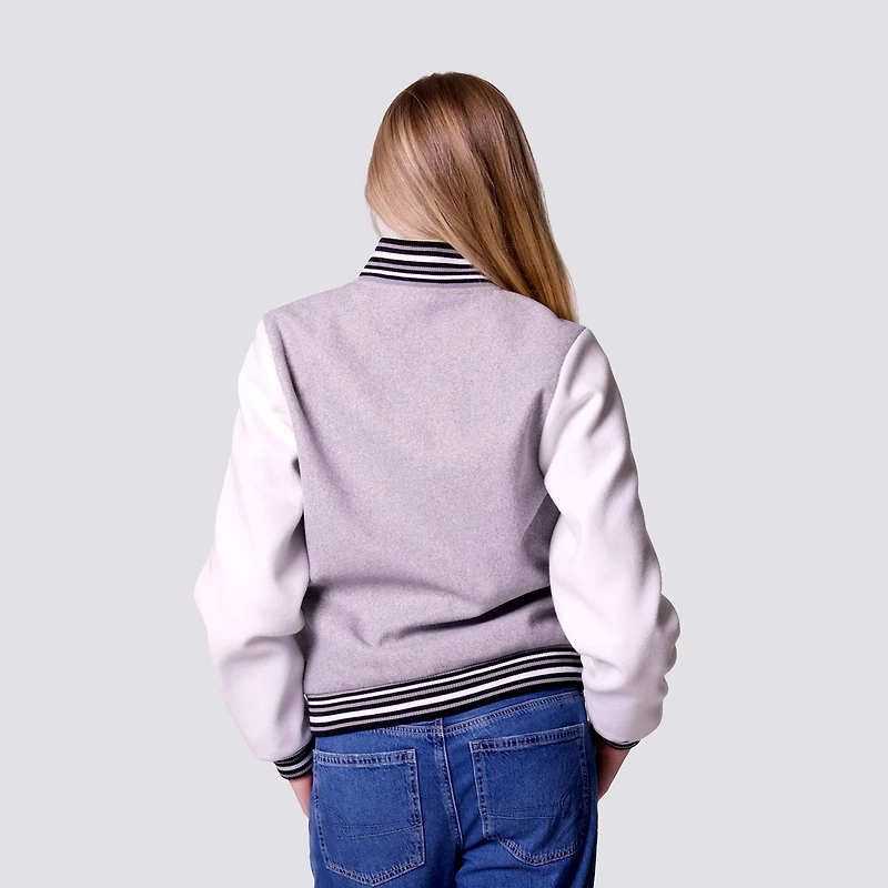 Veste universitaire Celine à boutons-pression pour femme, couleur gris Lusso, des Phillies de Philadelphie