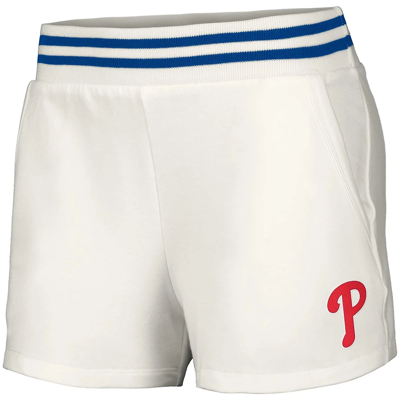 Short Maeg Tri-Blend Pocket des Phillies de Philadelphie blanc Lusso pour femme