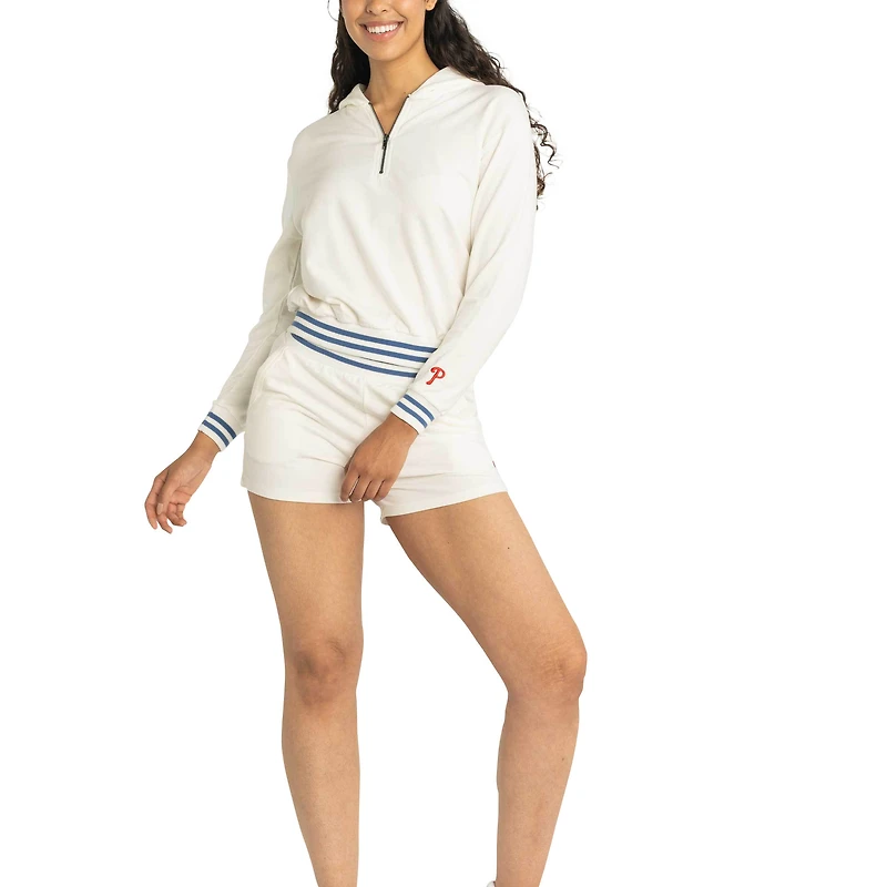 Chandail à capuchon trois quarts zippé Philadelphia Phillies Magnolia Lusso White pour femme