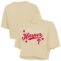 Haut court carré Bryce Harper crème pour femme de Majestic Threads, motif Philadelphia Phillies