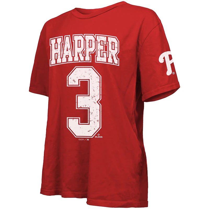 Women's Majestic Threads Bryce Harper Red Philadelphia Phillies Oversized Name & Number T-Shirt