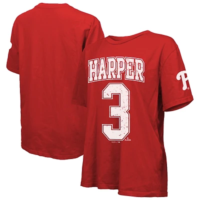 T-shirt surdimensionné rouge Bryce Harper pour femme avec nom et numéro des Philadelphia Phillies