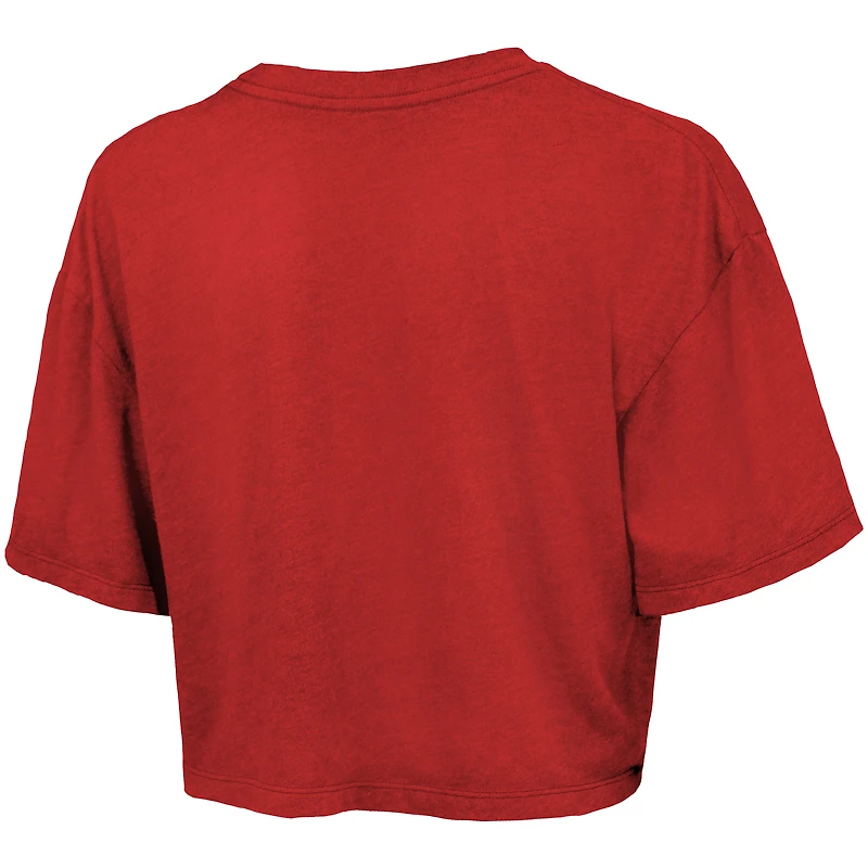 T-shirt court rouge Majestic Threads pour femme, coupe carrée, motif Philadelphia Phillies