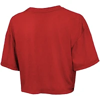 T-shirt court rouge Majestic Threads pour femme, coupe carrée, motif Philadelphia Phillies