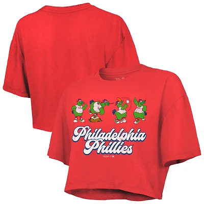 Women's Majestic Threads Red Philadelphia Phillies Boxy Crop T-Shirt