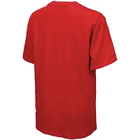 T-shirt surdimensionné rouge Majestic Threads pour femme, motif première base des Philadelphia Phillies