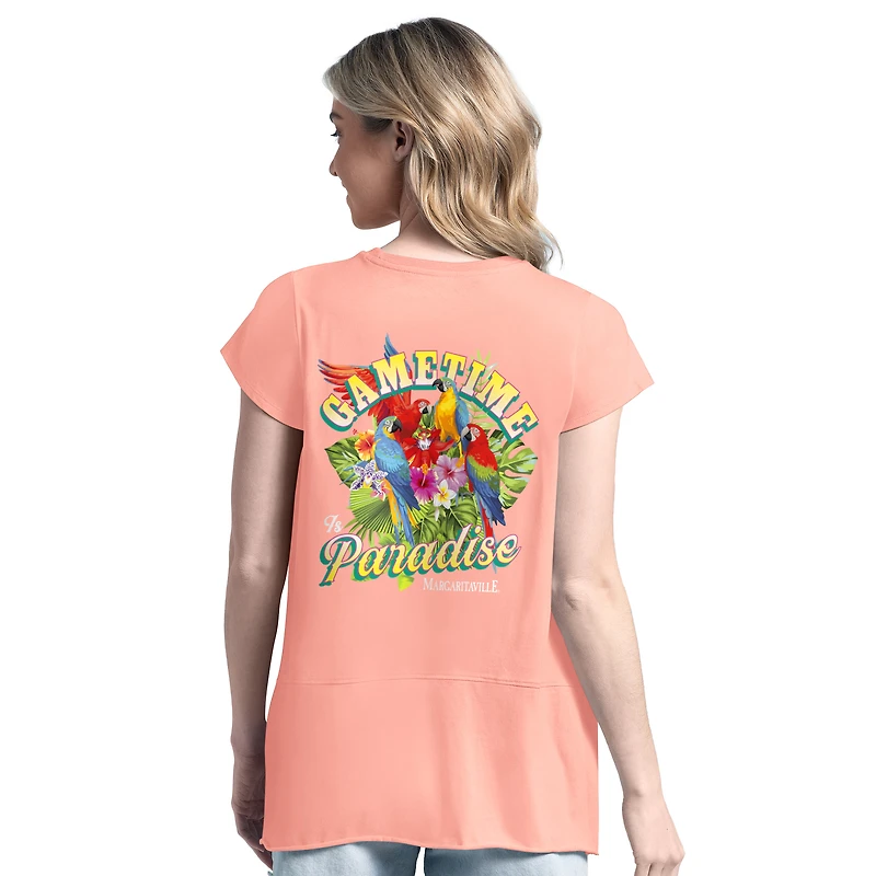 T-shirt orange Margaritaville pour femme des Phillies de Philadelphie « Gametime is Paradise »