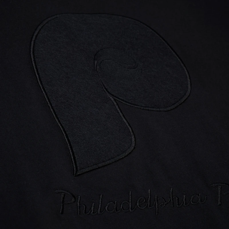 Women's Mitchell & Ness Black Philadelphia Phillies Cooperstown Collection Phantom Cropped T-Shirt