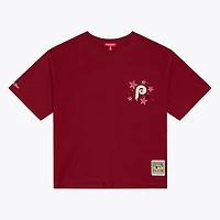 T-shirt court et carré Mitchell & Ness bordeaux pour femme, Philadelphia Phillies, match des étoiles de la MLB 1976