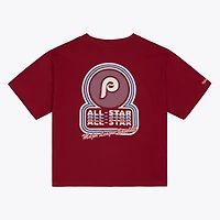 Women's Mitchell & Ness Burgundy Philadelphia Phillies 1976 MLB All-Star Game Boxy Cropped T-Shirt