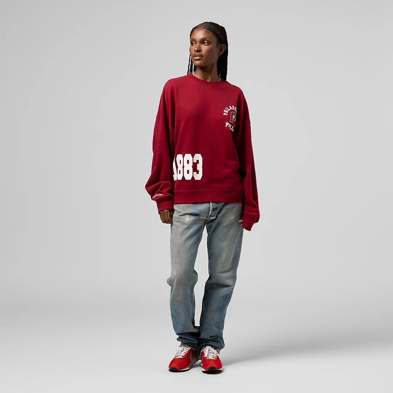 Sweat-shirt ras du cou bordeaux Mitchell & Ness pour femme, motif Philadelphia Phillies