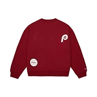 Sweat-shirt ras du cou bordeaux Mitchell & Ness pour femme, motif Philadelphia Phillies
