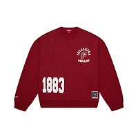 Sweat-shirt ras du cou bordeaux Mitchell & Ness pour femme, motif Philadelphia Phillies