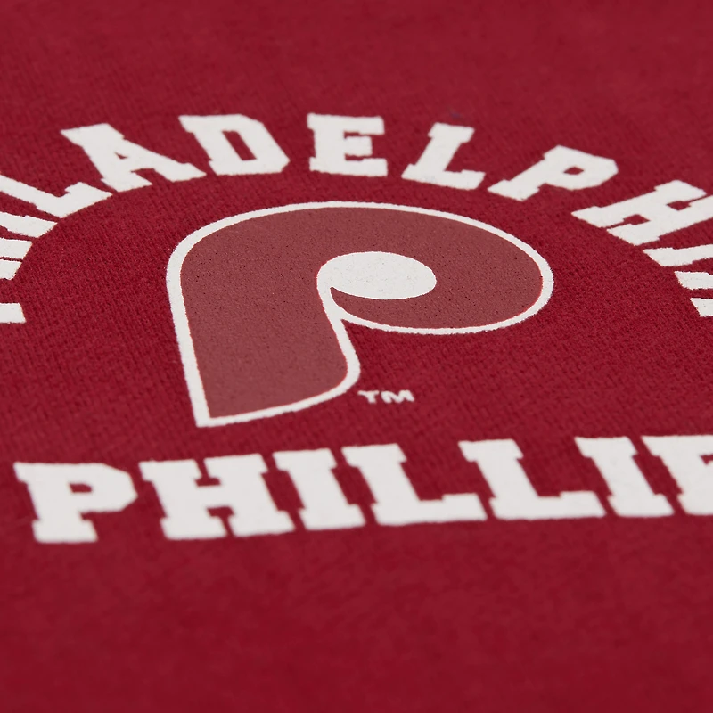 Sweat-shirt ras du cou bordeaux Mitchell & Ness pour femme, motif Philadelphia Phillies