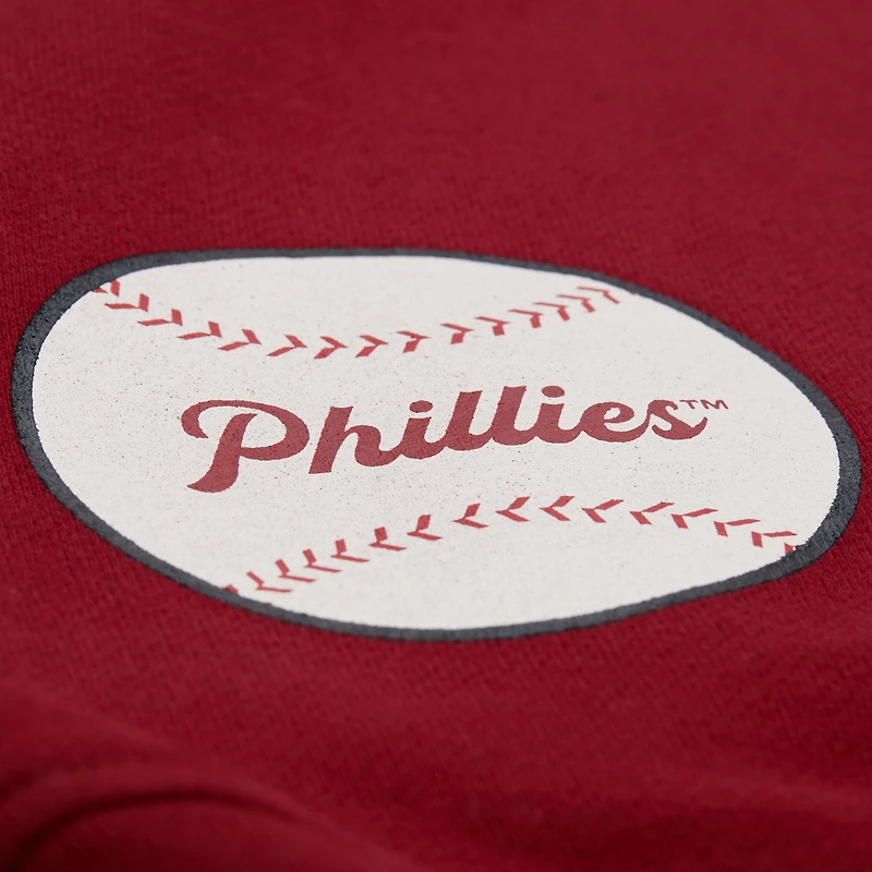 Sweat-shirt ras du cou bordeaux Mitchell & Ness pour femme, motif Philadelphia Phillies