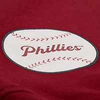 Sweat-shirt ras du cou bordeaux Mitchell & Ness pour femme, motif Philadelphia Phillies