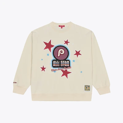Sweat-shirt à col rond Mitchell & Ness crème pour femme, édition spéciale Philadelphia Phillies 1976 MLB All-Star Game.
