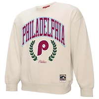 Women's Mitchell & Ness Cream Philadelphia Phillies Cooperstown Collection Laurel Pullover Sweatshirt