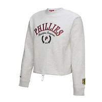 Sweat-shirt court à capuche Mitchell & Ness gris chiné pour femme