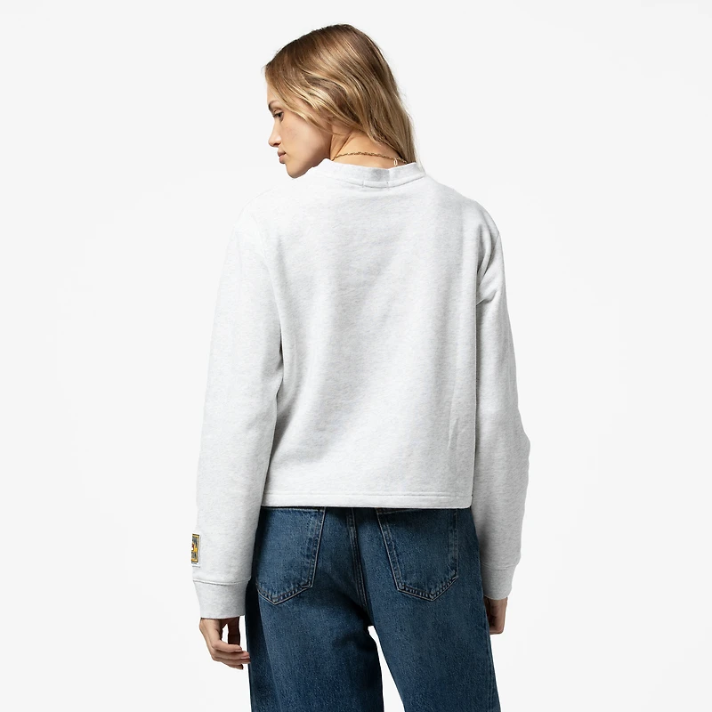 Sweat-shirt court à capuche Mitchell & Ness gris chiné pour femme