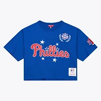 T-shirt court et carré Mitchell & Ness Royal Philadelphia Phillies pour femme