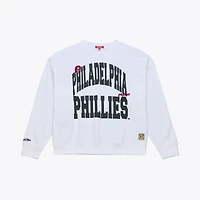 Sweat-shirt ras du cou Mitchell & Ness blanc Philadelphia Phillies pour femme