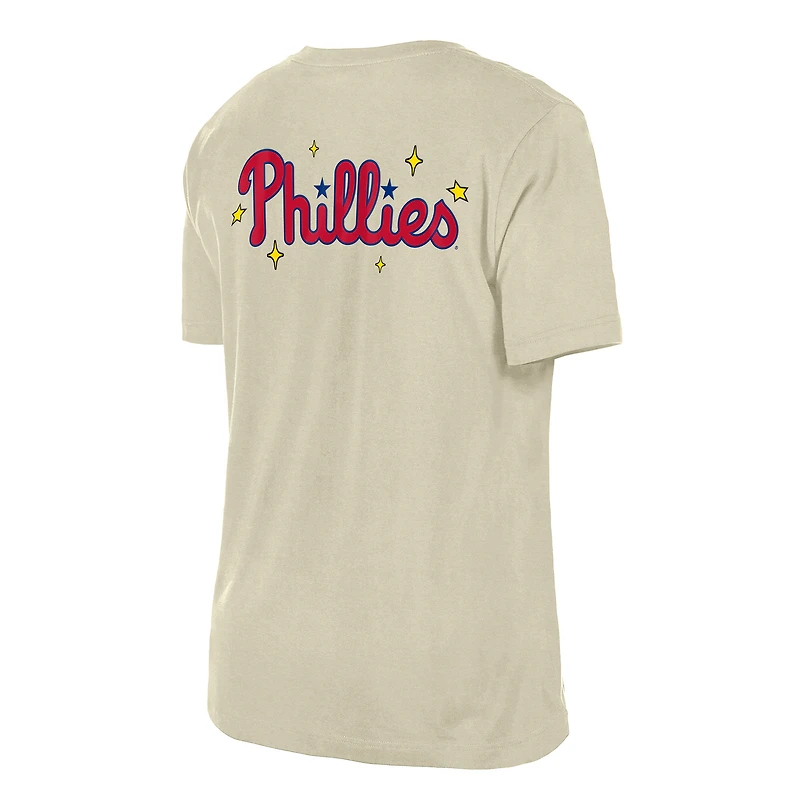 T-shirt New Era crème pour femme avec étoiles et casquette des Philadelphia Phillies