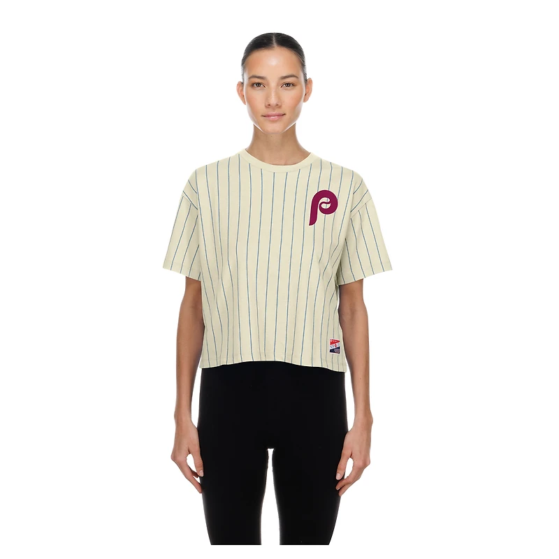 Women's New Era Cream Philadelphia Phillies Throwback Boxy T-Shirt