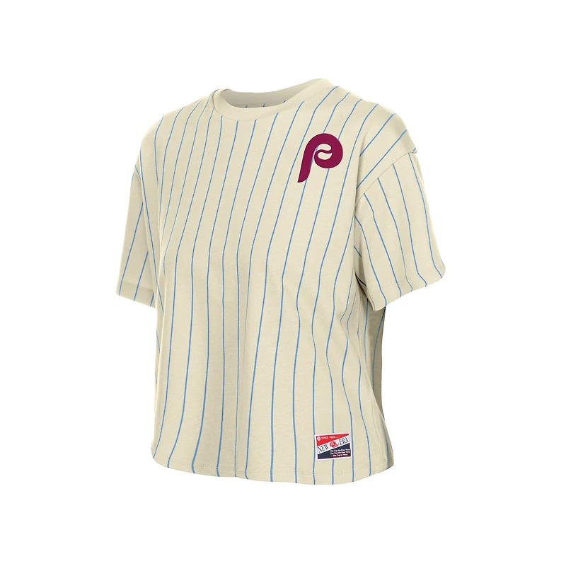 Women's New Era Cream Philadelphia Phillies Throwback Boxy T-Shirt
