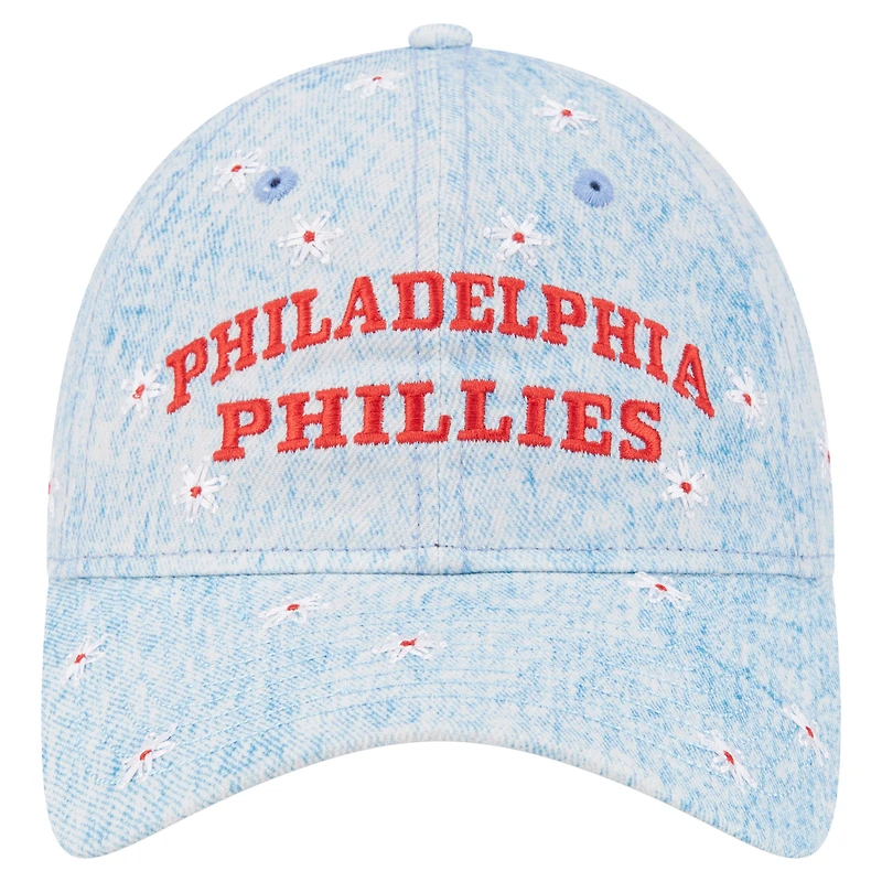 Women's New Era  Light Blue Philadelphia Phillies Daisy All Over 9TWENTY Adjustable Hat