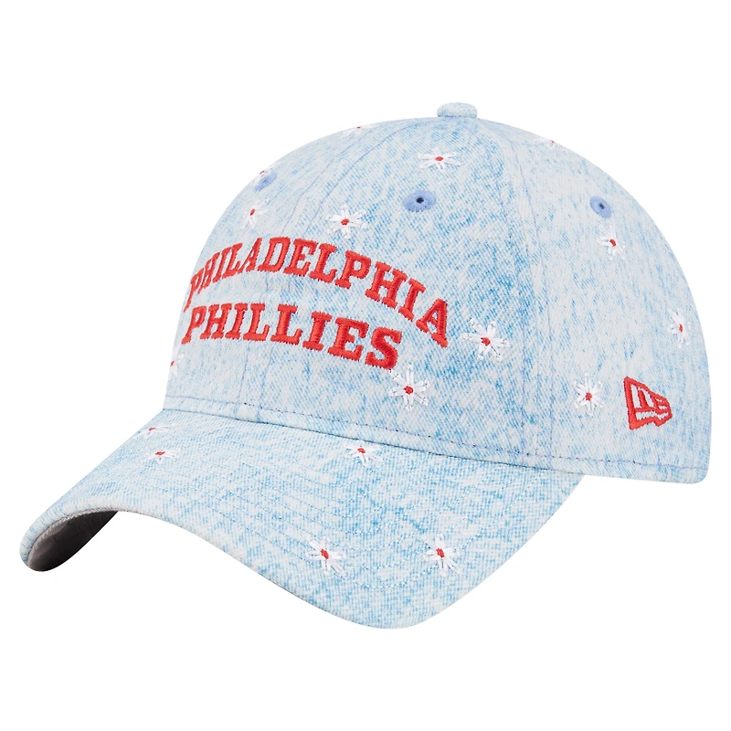 Women's New Era  Light Blue Philadelphia Phillies Daisy All Over 9TWENTY Adjustable Hat