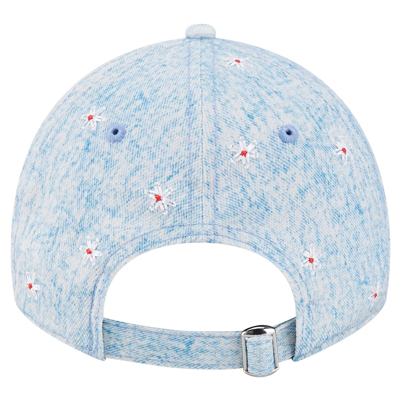 Casquette ajustable New Era 9TWENTY bleu clair pour femme, motif marguerites des Phillies de Philadelphie