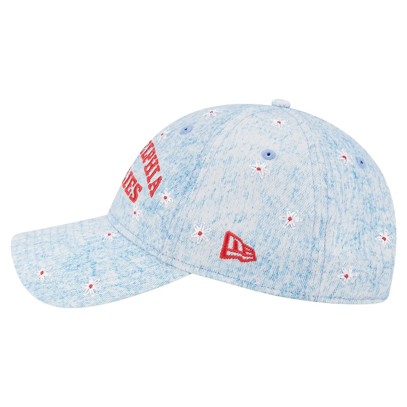 Women's New Era  Light Blue Philadelphia Phillies Daisy All Over 9TWENTY Adjustable Hat