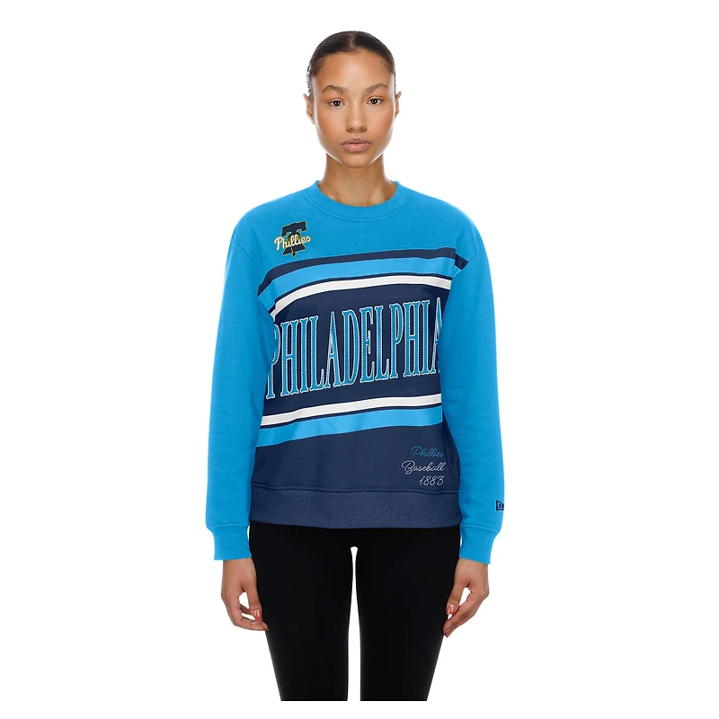 Sweat-shirt polaire à col rond New Era bleu marine Philadelphia Phillies City Connect pour femme