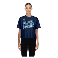 Women's New Era  Navy Philadelphia Phillies City Connect Glitter Gel Cropped T-Shirt