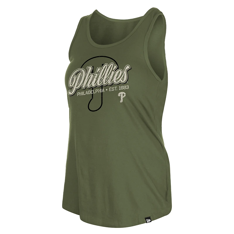 Débardeur New Era Olive Philadelphia Phillies 2026 pour la Journée des forces armées