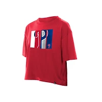 T-shirt New Era rouge pour femme avec logo en aluminium des Philadelphia Phillies