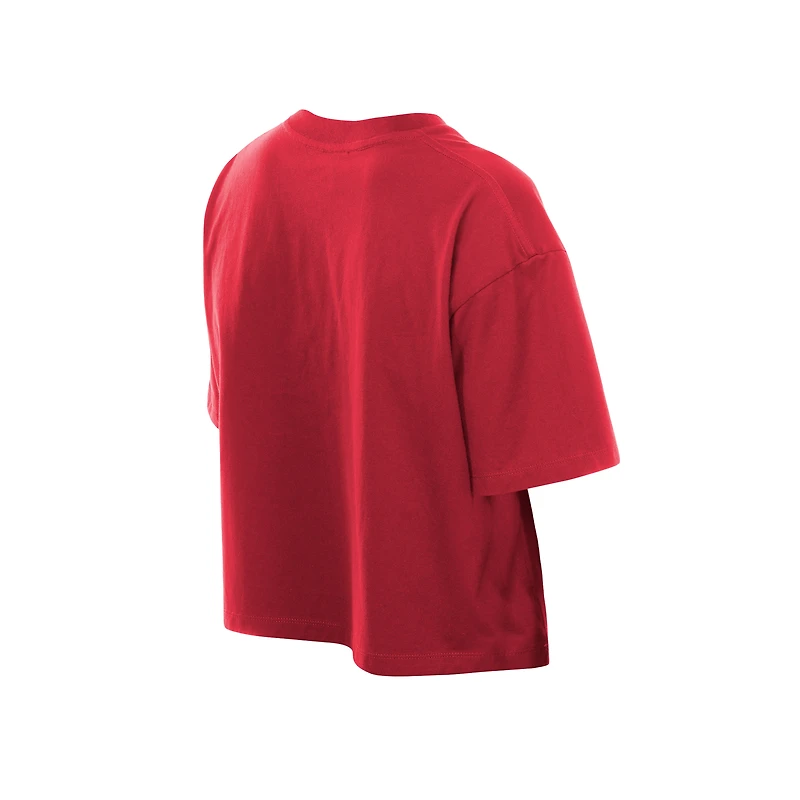 T-shirt New Era rouge pour femme avec logo en aluminium des Philadelphia Phillies