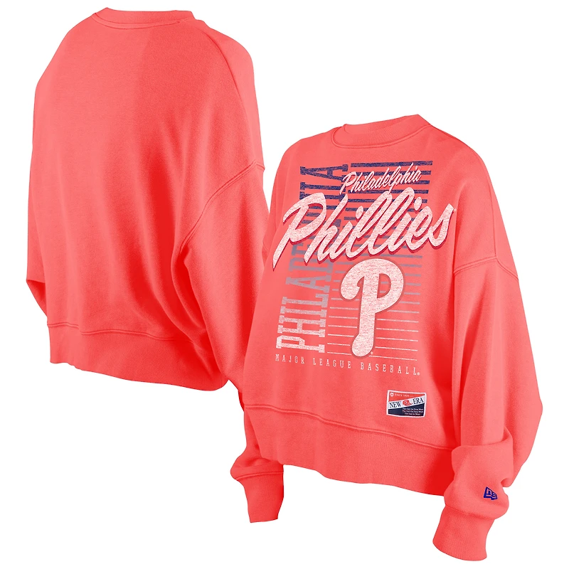 Sweat-shirt court à manches dolmen Boxy Mineral Wash rouge des Philadelphia Phillies pour femme New Era