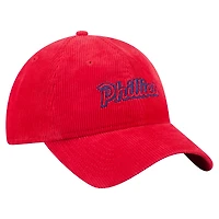 Casquette ajustable en velours côtelé 9TWENTY rouge des Philadelphia Phillies de New Era pour femme